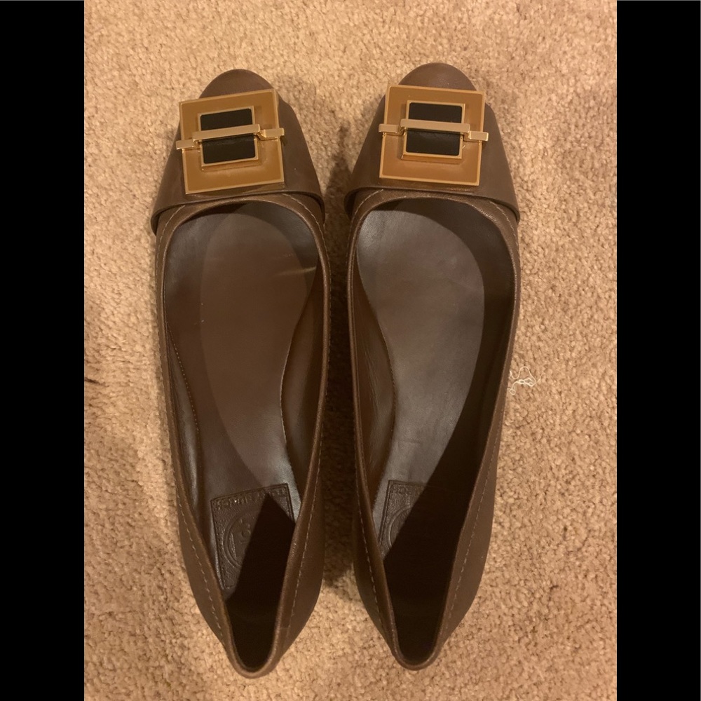 Tory Burch Brown Leather Ballet Flats